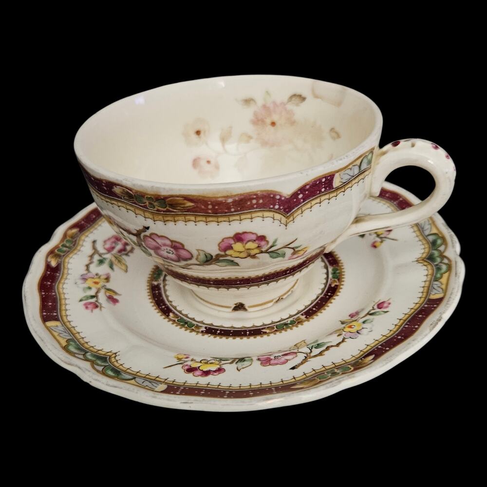 Marlborough Royal Petal Grindley England Floral Teacup & Saucer Set